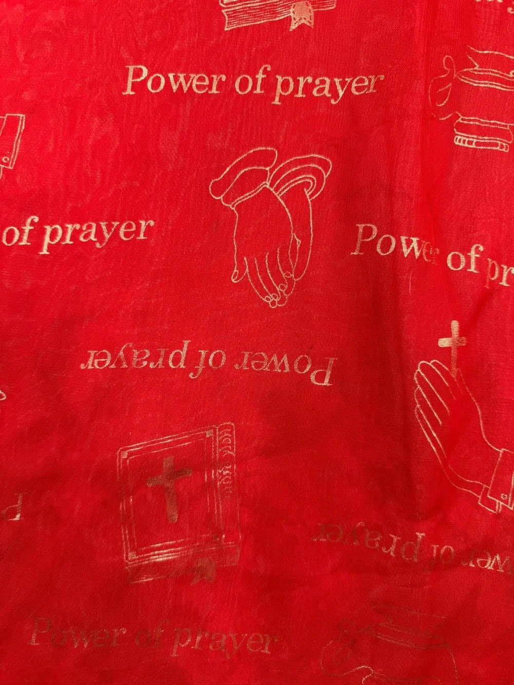 Power of Prayer Red Sheer Scarf with Subtle Gold Print